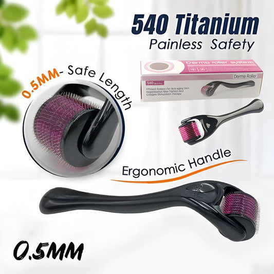 🌿✨ Titanium Derma Roller 0.5mm + Organic Hair Growth Oil – Complete Set