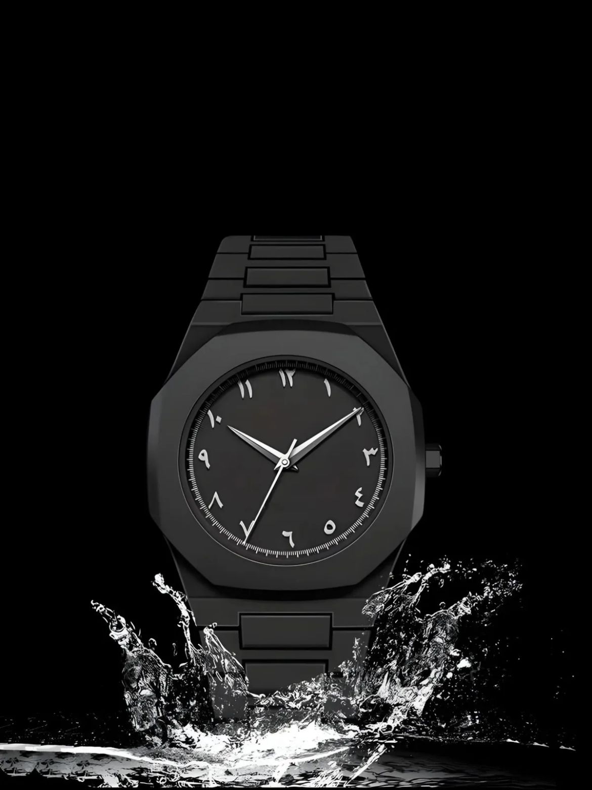 Mate Black Arabic Aura Watch – Fiber Strap | Sleek, Minimal & Durable