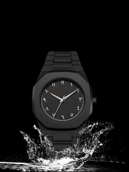 Mate Black Arabic Aura Watch – Fiber Strap | Sleek, Minimal & Durable