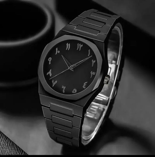 Mate Black Arabic Aura Watch – Fiber Strap | Sleek, Minimal & Durable